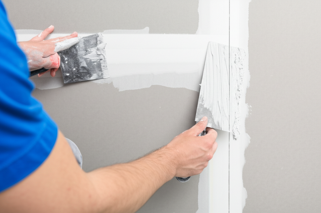 Professional repairing drywall
